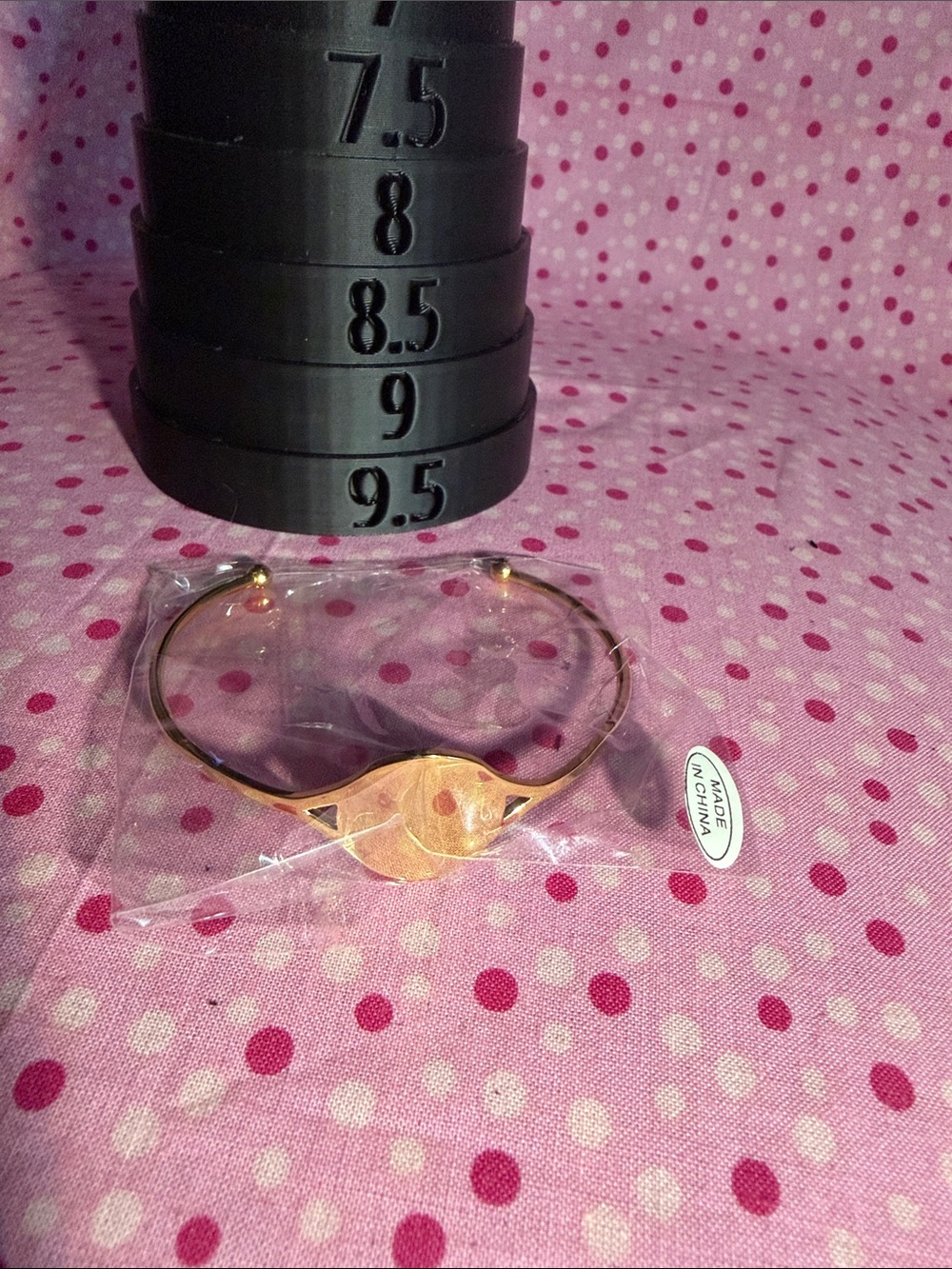 Plunder Gold Tone Open Cuff Bracelet with Round Accent - Picture 2 of 3